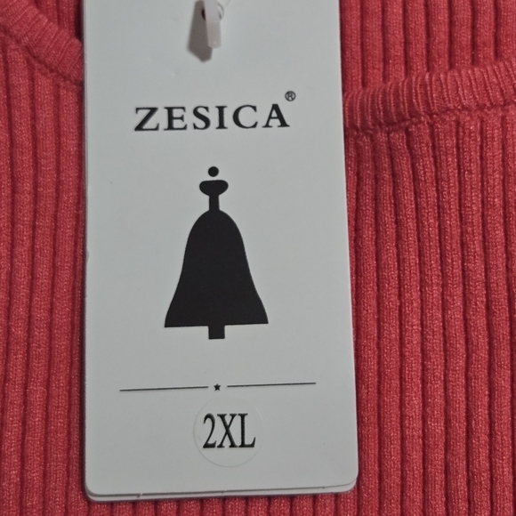 Zesica Womens Watermelon Pink Ribbed Fitted Base Layer Long Sleeve Top Size XXL - Picture 5 of 7